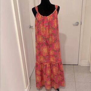 BAND OF THE FREE Sleeveless Maxi Dress Tropical print in Hot Pink Size Small